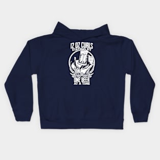 12 oz Beer Curls Staying Fit workout Kids Hoodie